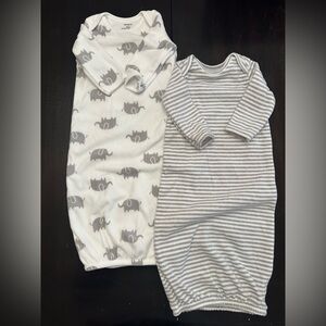 Gray and White Elephant and Striped 3M Pajama/Gown